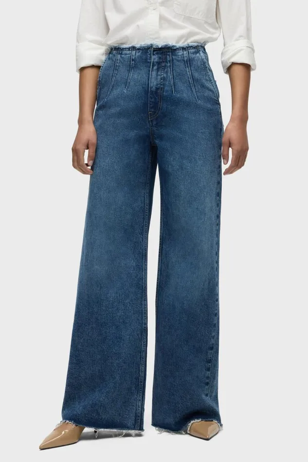 Petite Inseams Women Hudson Jeans James HighRise Darted Wide Leg Petite Jean Mallorca
