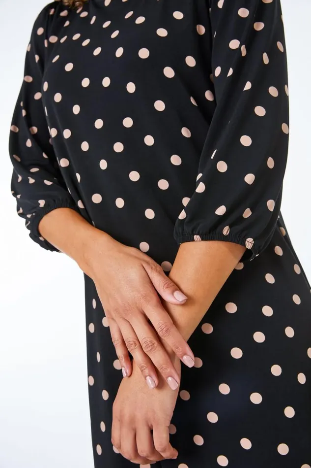 Petite Spot Print Tunic Dress Women Roman Dresses