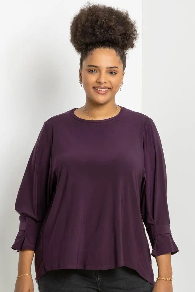 Plum Curve Cuff Detail Oversized Top Women Roman Tops