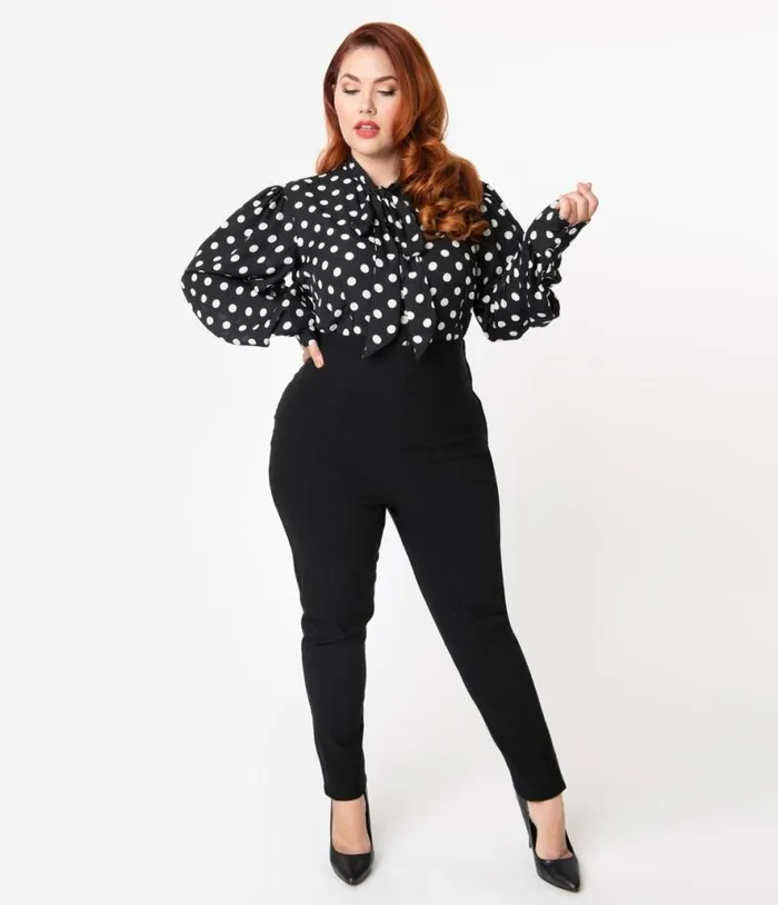 Plus Size 1950s Black High Waist Rizzo Cigarette Pants ClothingPlus Unique Vintage Pants