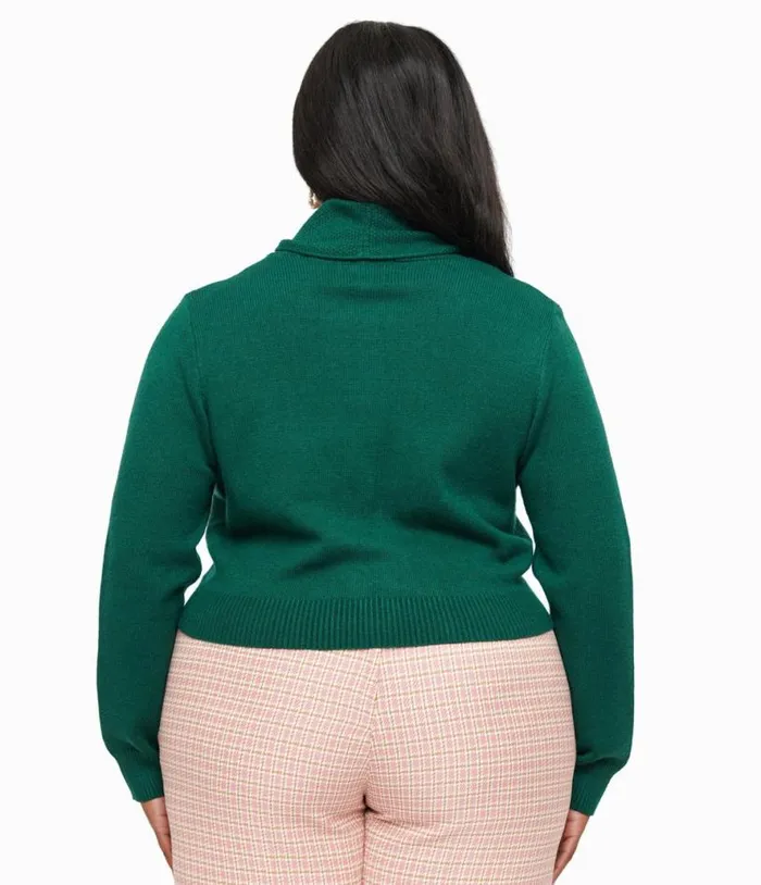 Plus Size 1950s Forest Green Cropped Cardigan Clothing Unique Vintage Sweaters and Cardigans