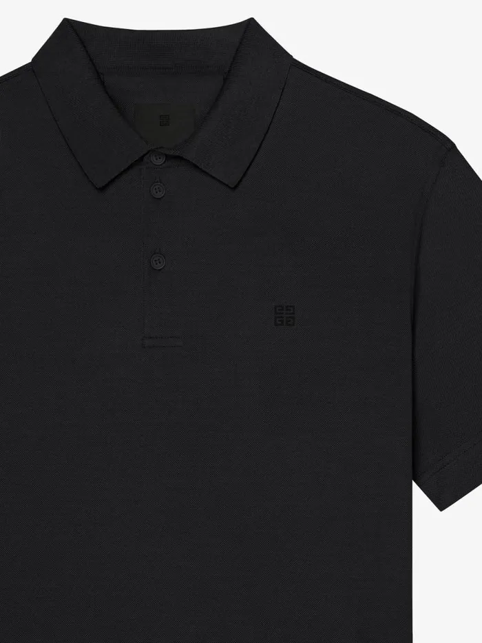 Polo In Cotton With 4g Detail Black Men Givenchy TShirts