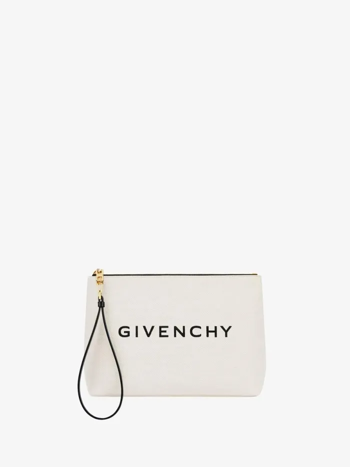 Pouch In Canvas Beigeblack Women Givenchy Wallets and Card Holders