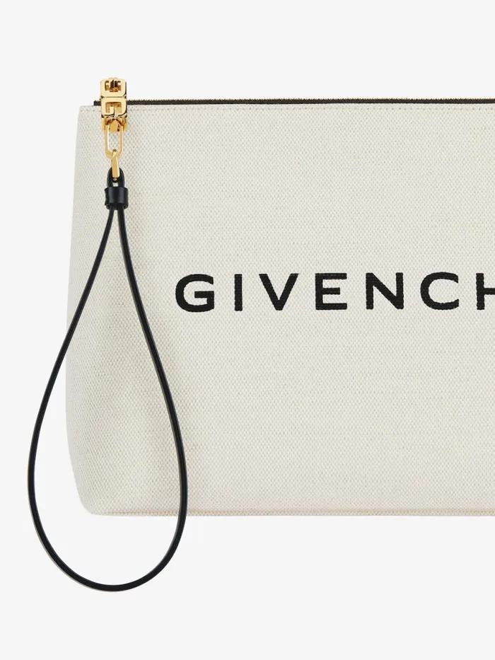 Pouch In Canvas Beigeblack Women Givenchy Wallets and Card Holders