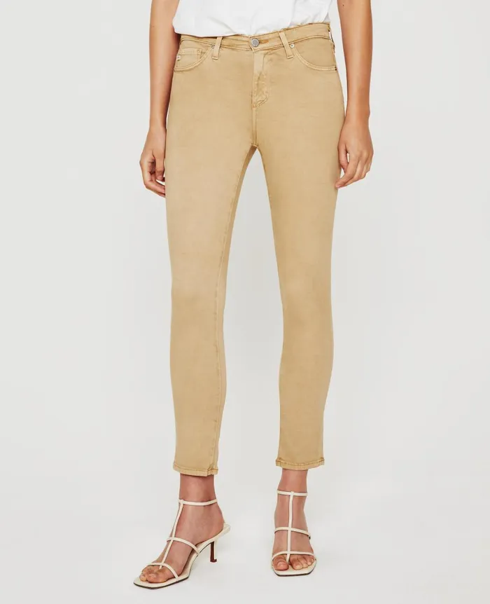 Prima Crop Sulfur Toasted Almond Women AG Jeans Pants Prima Crop Sulfur Toasted Almond Women AG Jeans Pants