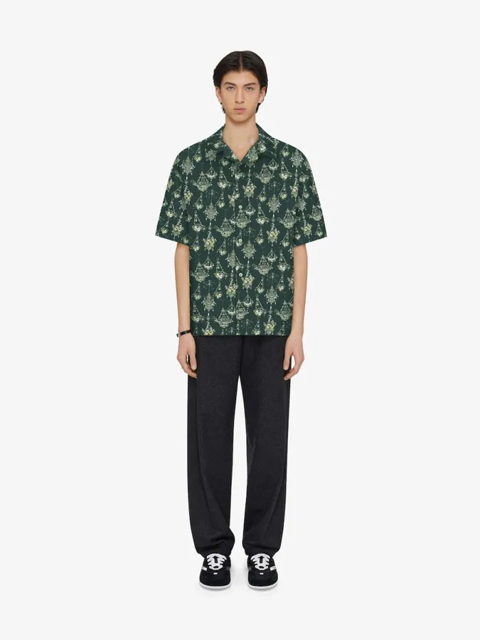 Printed Chandelier Shirt In Silk Dark Green Men Givenchy Shirts