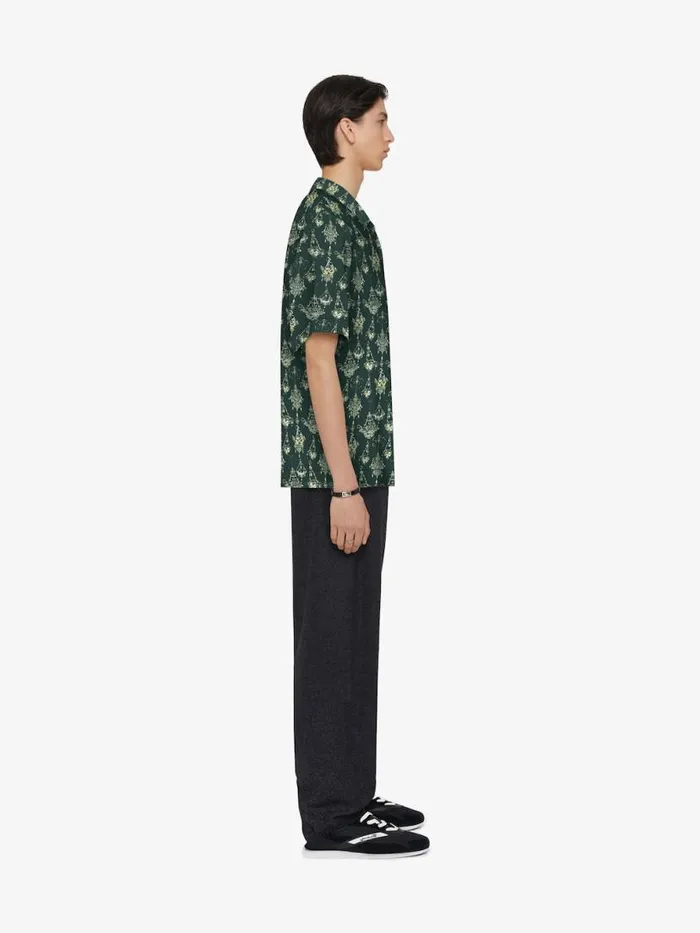 Printed Chandelier Shirt In Silk Dark Green Men Givenchy Shirts