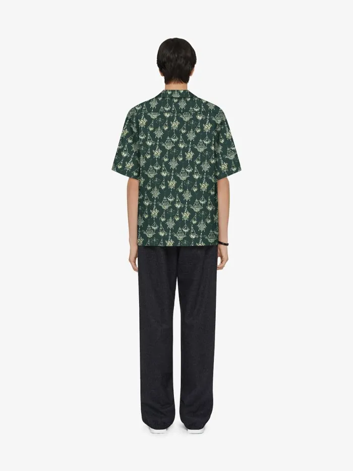 Printed Chandelier Shirt In Silk Dark Green Men Givenchy Shirts