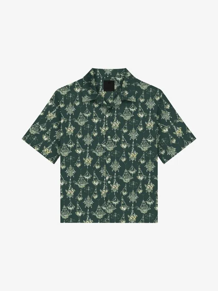 Printed Chandelier Shirt In Silk Dark Green Men Givenchy Shirts