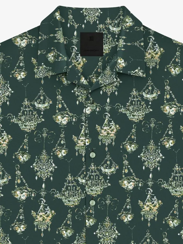 Printed Chandelier Shirt In Silk Dark Green Men Givenchy Shirts