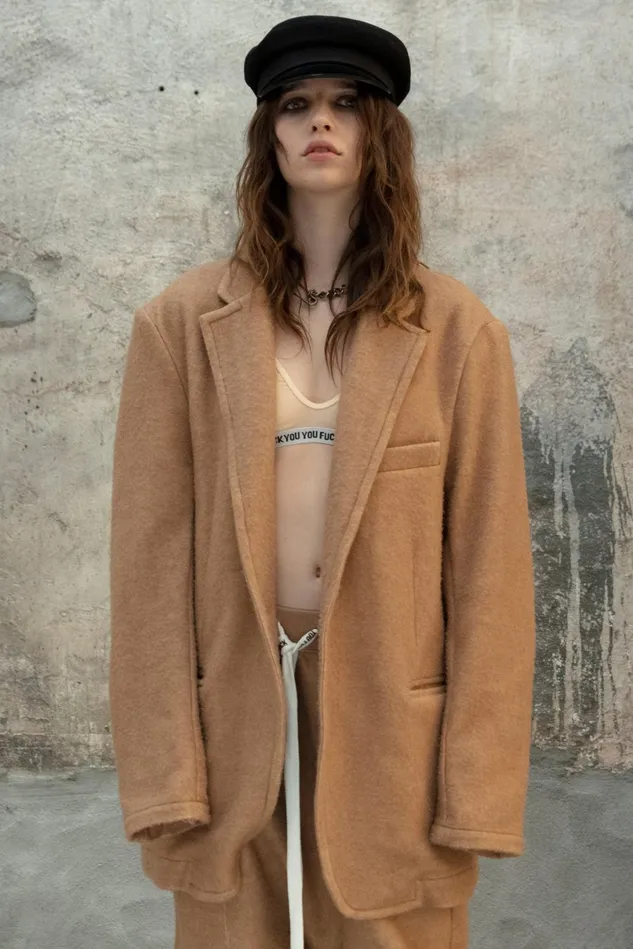 R13 Blazers Women Oversized Ragged Blazer 8211 Camel