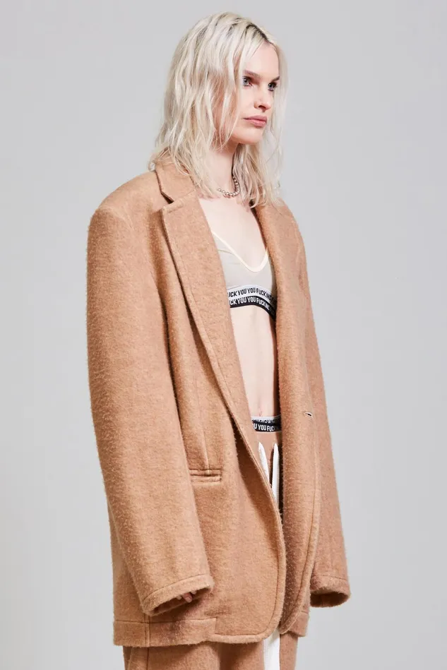 R13 Blazers Women Oversized Ragged Blazer 8211 Camel