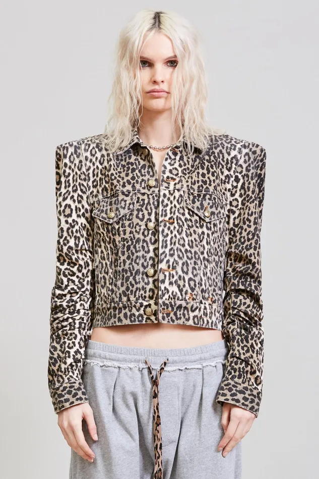 R13 Jackets and Coats Women Kelsey Shirring Jacket 8211 Tyler Leopard