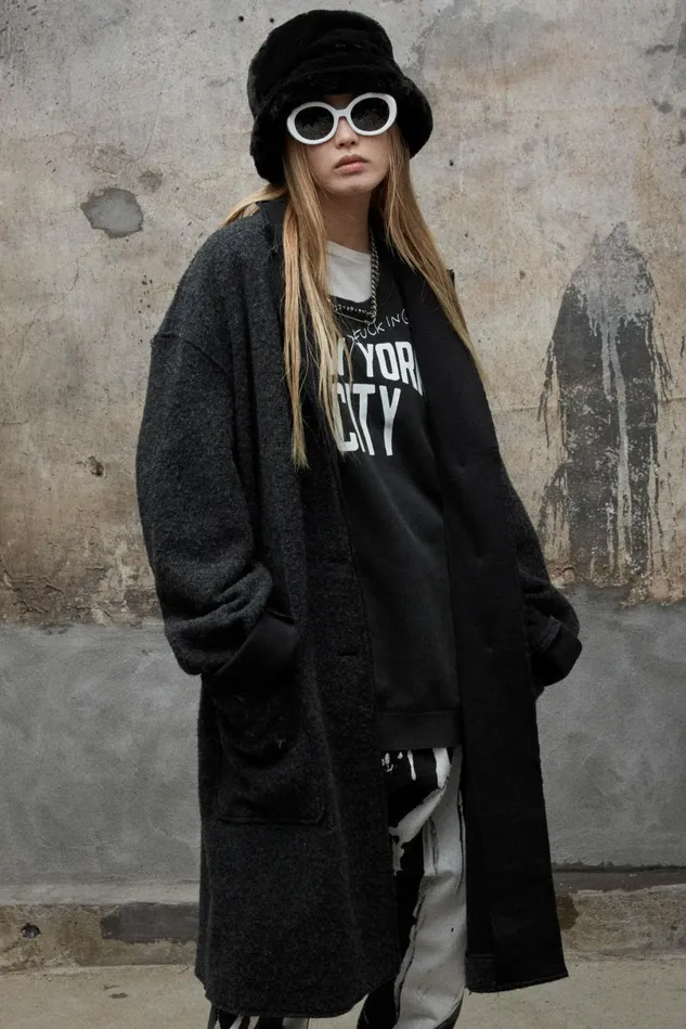 R13 Jackets and Coats Women Raw Cut Coat 8211 Dark Grey