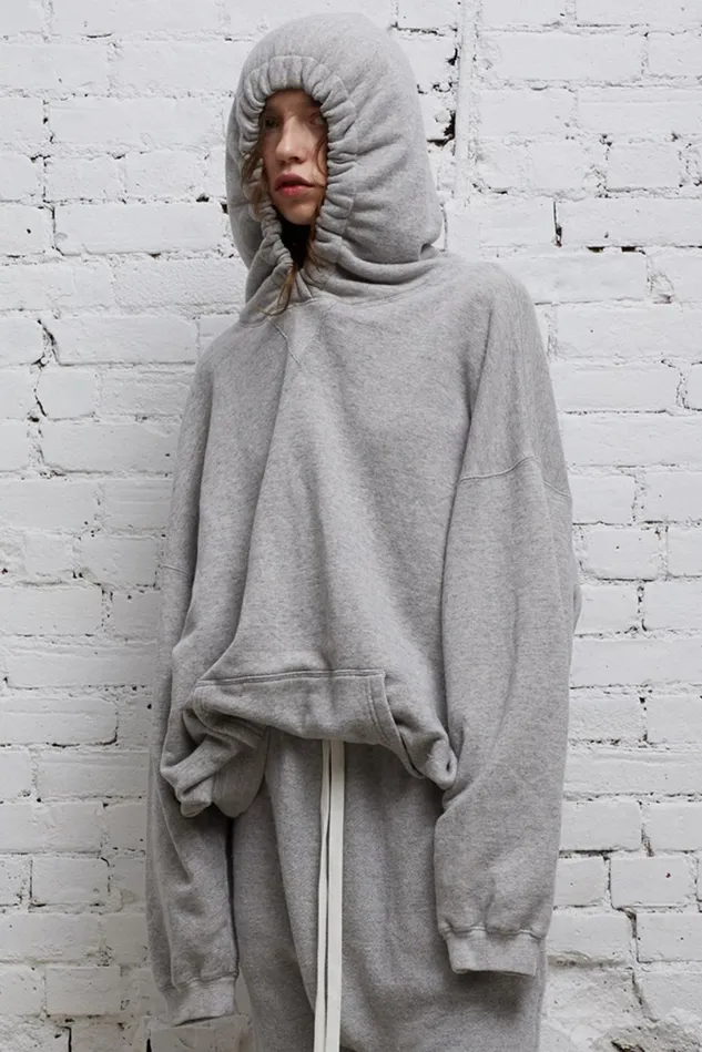 R13 Sweatshirts Women Gathered Oversized Hoodie 8211 Heather Grey