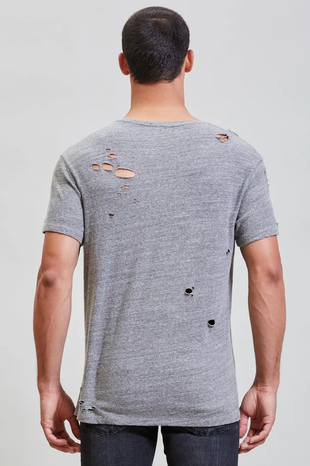 R13 TShirts Men FU Ripped Boy TShirt 8211 Heather Grey