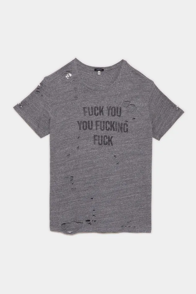 R13 TShirts Men FU Ripped Boy TShirt 8211 Heather Grey