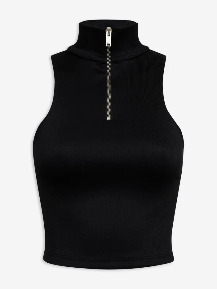 RIBBED KNIT TURTLE NECK ZIP TOP Women Rhude Tops