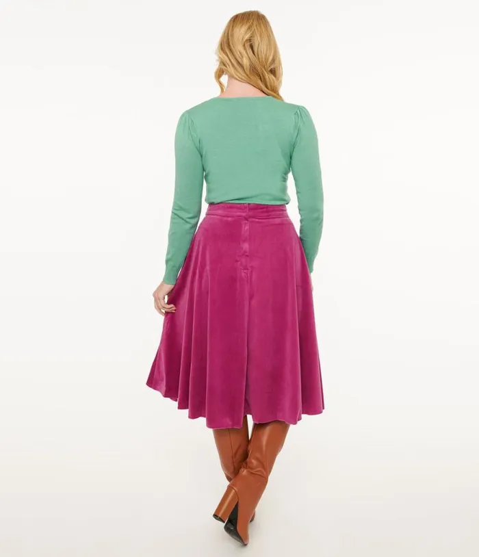 Royal Monk 1950s Purple Velvet Dreams Swing Skirt Clothing Unique Vintage Skirts