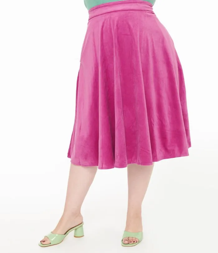 Royal Monk Plus Size 1950s Purple Velvet Dreams Swing Skirt ClothingPlus Unique Vintage Skirts