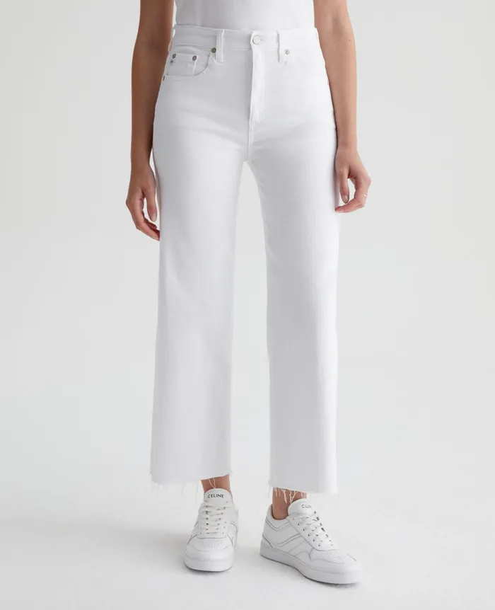 Saige Wide Leg Crop Modern White Women AG Jeans Denim Saige Wide Leg Crop Modern White Women AG Jeans Denim