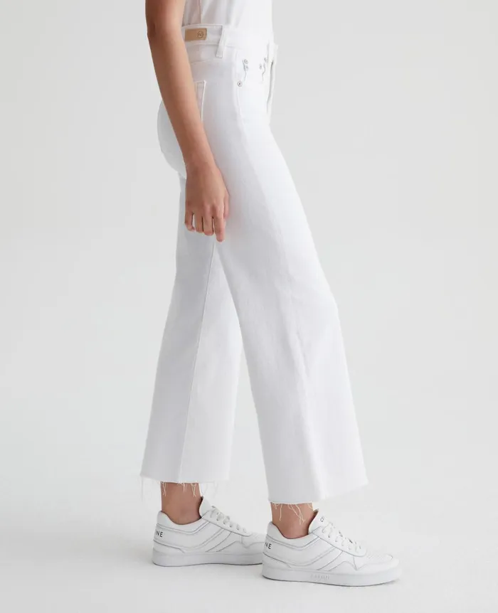 Saige Wide Leg Crop Modern White Women AG Jeans Denim Saige Wide Leg Crop Modern White Women AG Jeans Denim