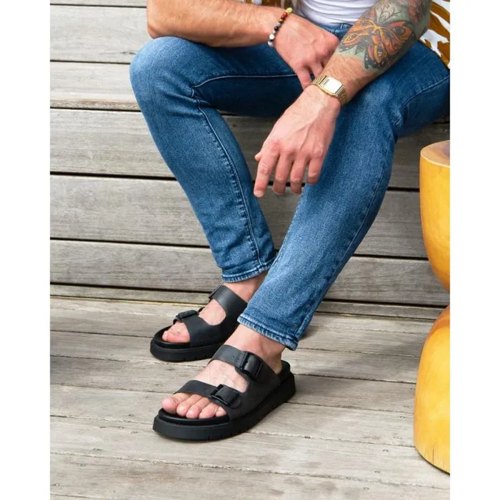Sandals Men Windsor Smith REIGN BLACK LEATHER SANDALS Sandals Men Windsor Smith REIGN BLACK LEATHER SANDALS