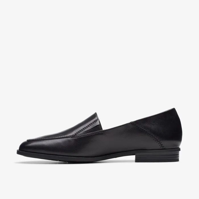 Sarafyna Freva Black Leather Women Clarks SlipOns