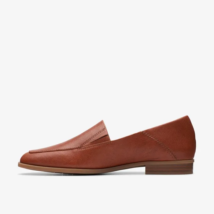 Sarafyna Freva Dark Tan Leather Women Clarks SlipOns