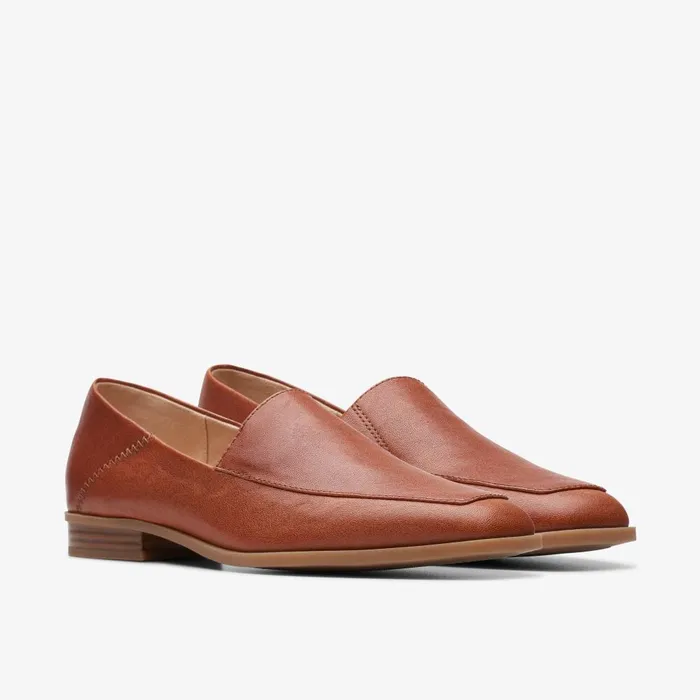 Sarafyna Freva Dark Tan Leather Women Clarks SlipOns