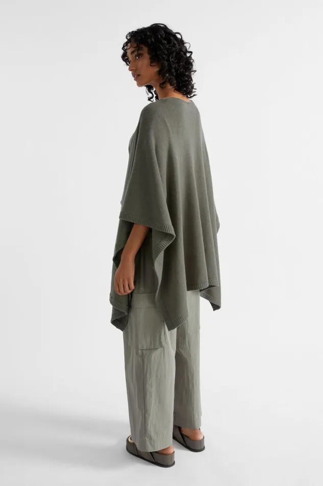 Scarves and Kaftans Woman Seed Heritage Lightweight Rib Poncho Smokey Olive