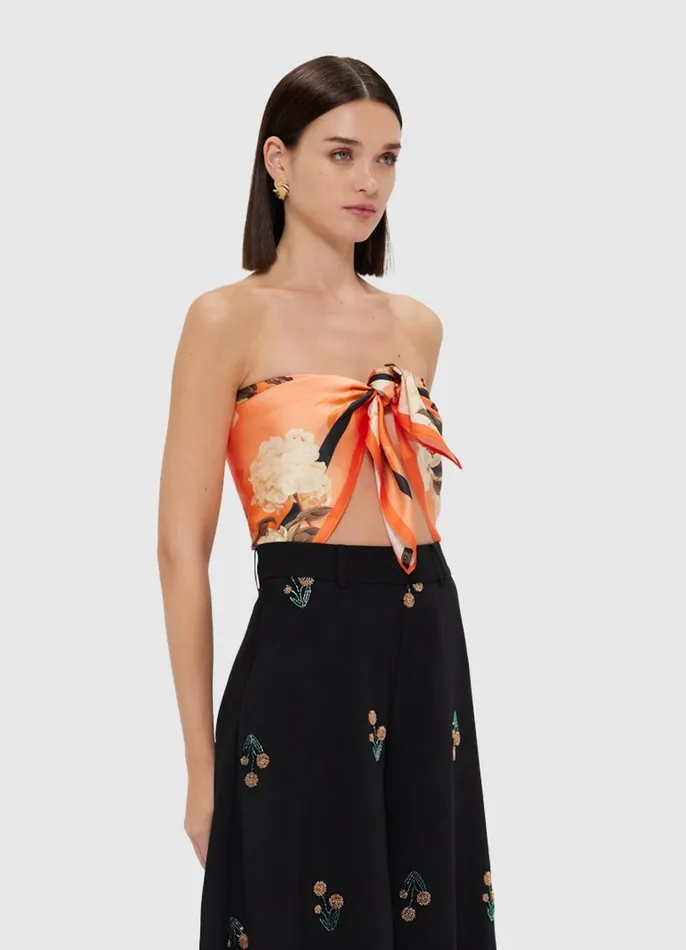 Scarves Women LEO LIN Small Scarf 8211 Hydrangea Print In Tangerine