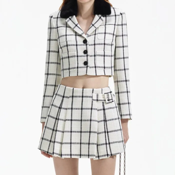 Self Portrait Bottoms Cream Check Skort 8211 Women