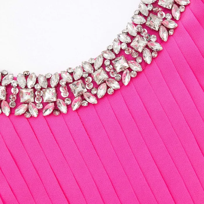 Self Portrait Dresses Pink Chiffon Diamante Maxi Dress 8211 Women