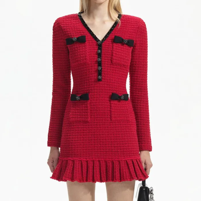 Self Portrait Dresses Red Knit Mini Dress 8211 Women