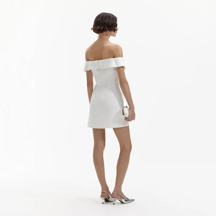 Self Portrait Dresses White Bow Crepe Mini Dress 8211 Women Self Portrait Dresses White Bow Crepe Mini Dress 8211 Women