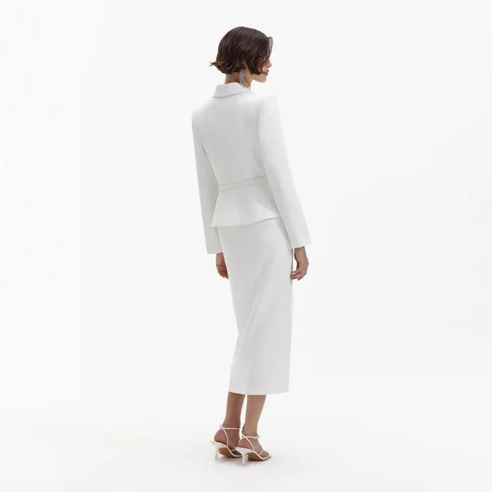Self Portrait Dresses White Crepe Tailored Midi Dress 8211 Women