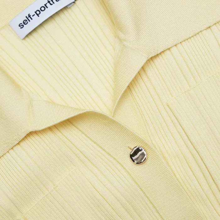 Self Portrait Dresses Yellow Ribbed Knit Midi Dress 8211 Women