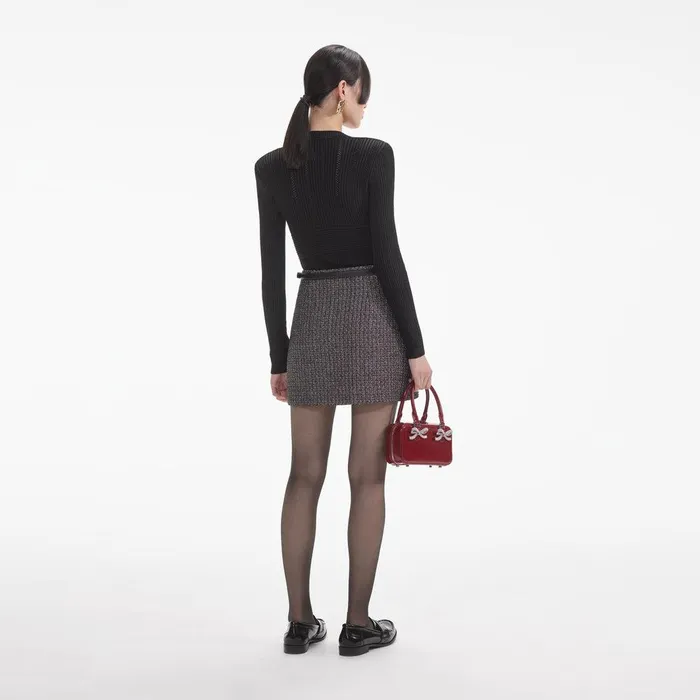Self Portrait Knitwear Black Pointelle Knit Top 8211 Women