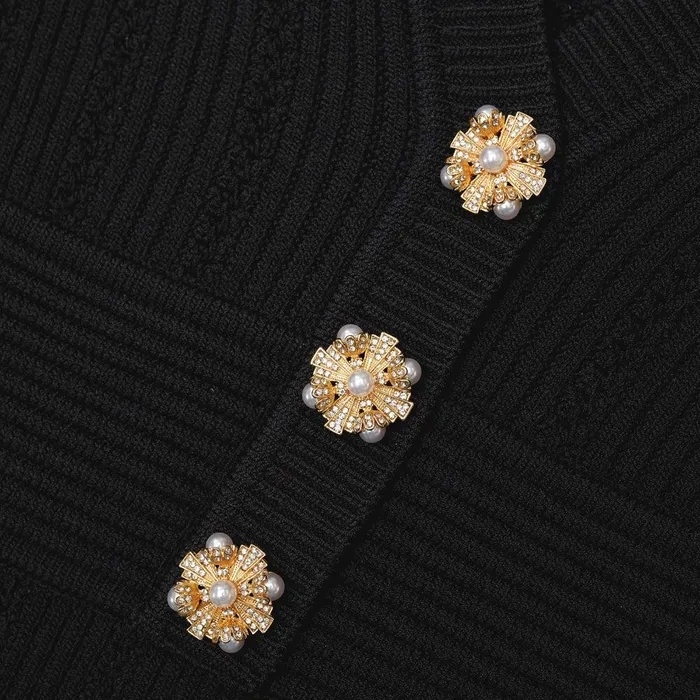 Self Portrait Knitwear Black Pointelle Knit Top 8211 Women
