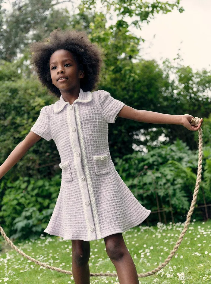 Self Portrait Knitwear Lilac Knit Mini Dress 8211 Kids