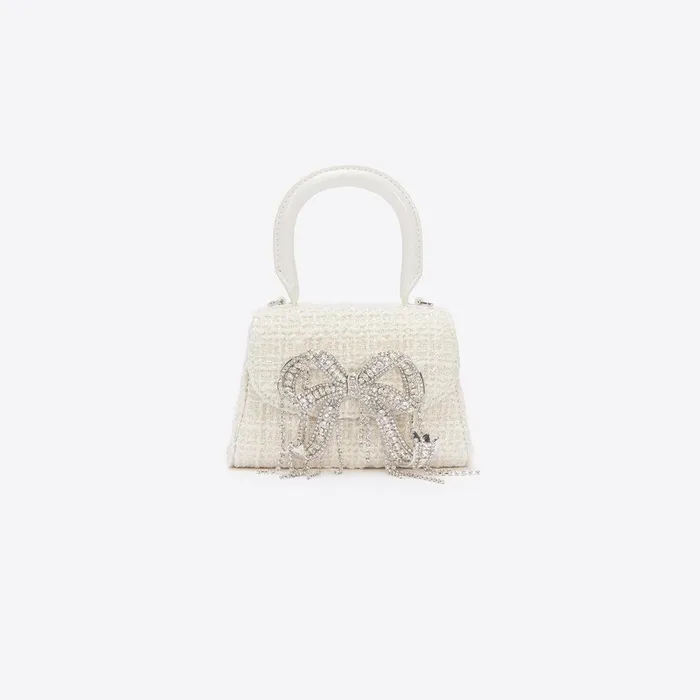 Self Portrait Micro Cream Boucle Micro Bow Bag 8211 WomenKids