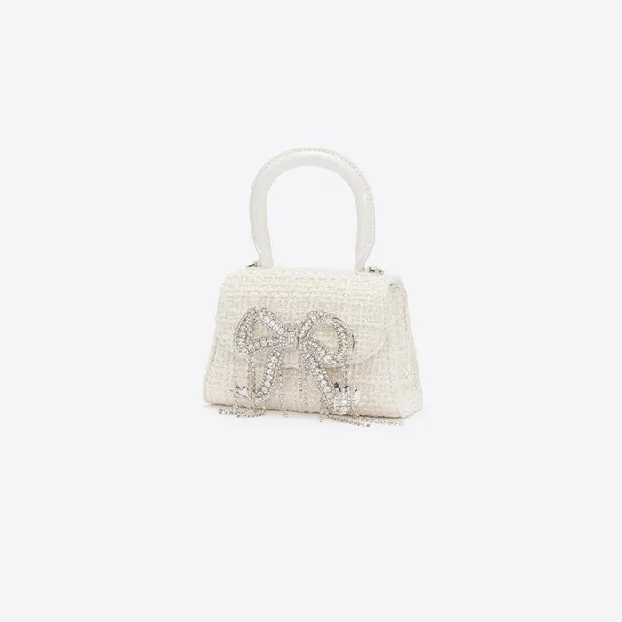Self Portrait Micro Cream Boucle Micro Bow Bag 8211 WomenKids