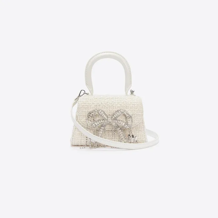 Self Portrait Micro Cream Boucle Micro Bow Bag 8211 WomenKids