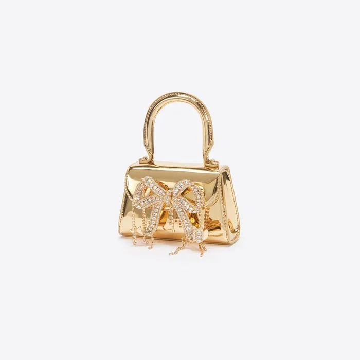 Self Portrait Micro Gold Metallic Micro Bow Bag 8211 Women