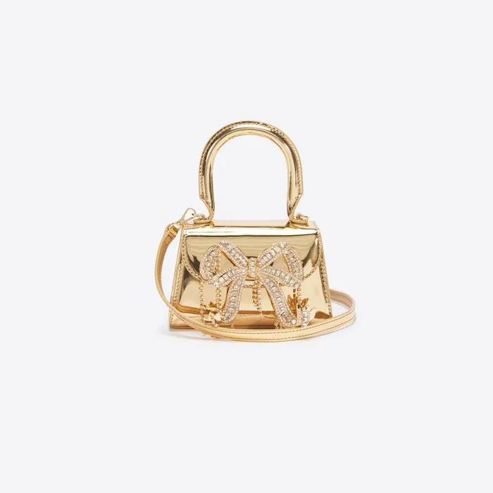 Self Portrait Micro Gold Metallic Micro Bow Bag 8211 Women