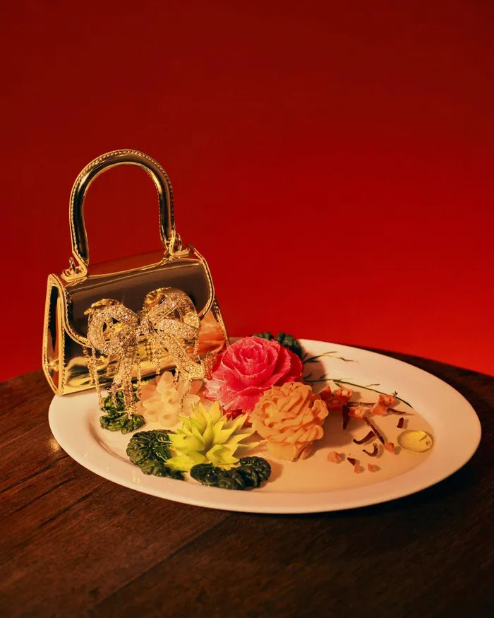 Self Portrait Micro Gold Metallic Micro Bow Bag 8211 Women
