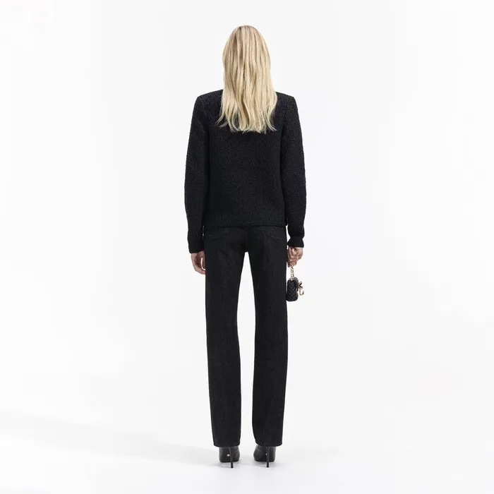 Self Portrait Outerwear Black Weave Cardigan 8211 Women