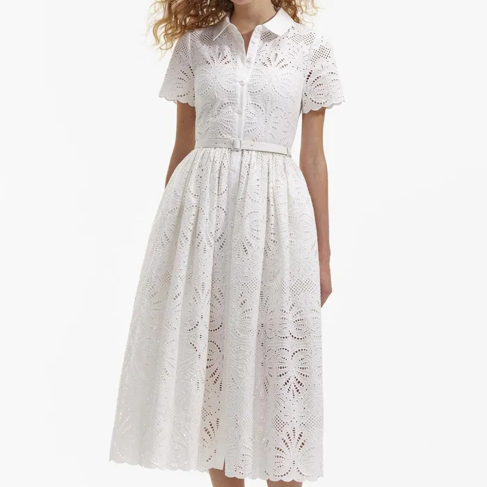Self Portrait Swim and Resort White Cotton Embroidery Midi Dress 8211 Women