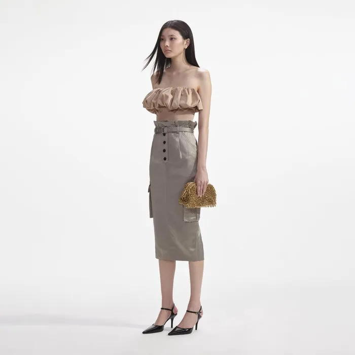 Self Portrait Tops Beige Taffeta Bandeau Top 8211 Women